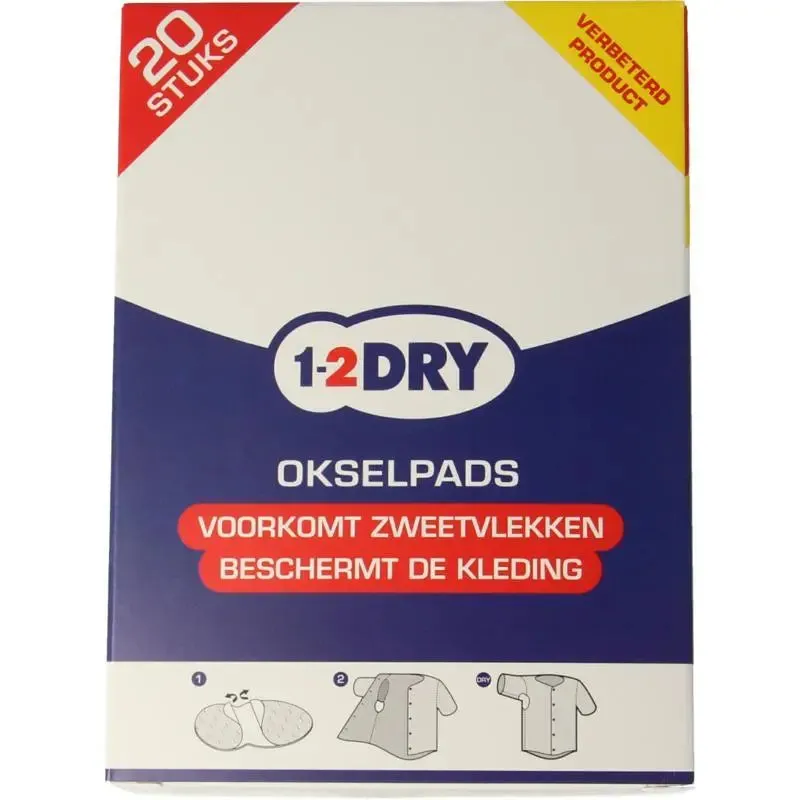 1-2dry 1-2DRY 20 Large White Underarm Pads Antiperspirant - Against Sweat Stains - Absorbent Unisexe