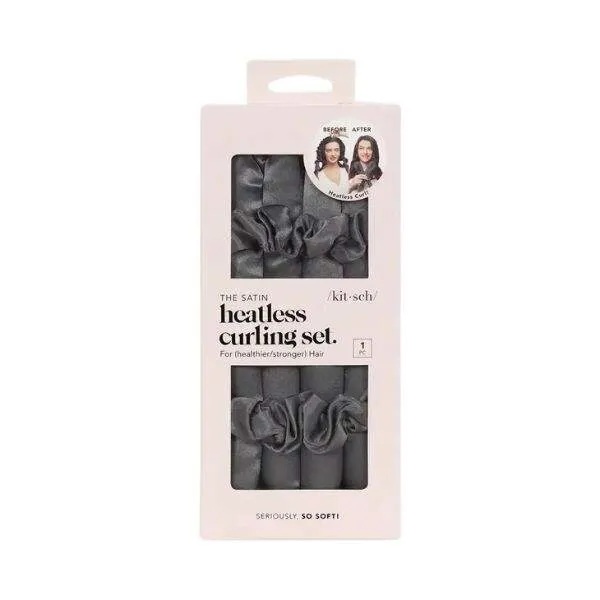 KITSCH Ensemble de heatless curls sans chaleur en satin - Charcoal