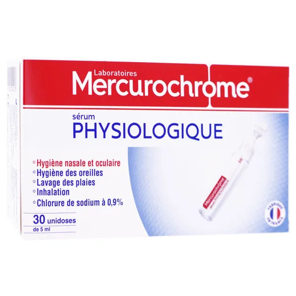 MERCUROCHROME SERUM PHYSIOLOGIQUE 30 UNIDOSES