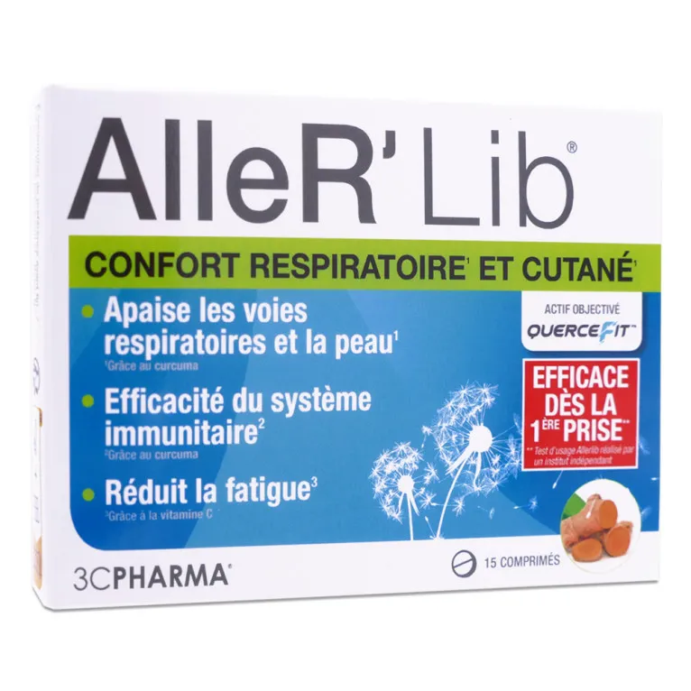 3C PHARMA ALLER'LIB CONFORT RESPIRATOIRE ET CUTANÉ 15 COMPRIMÉS