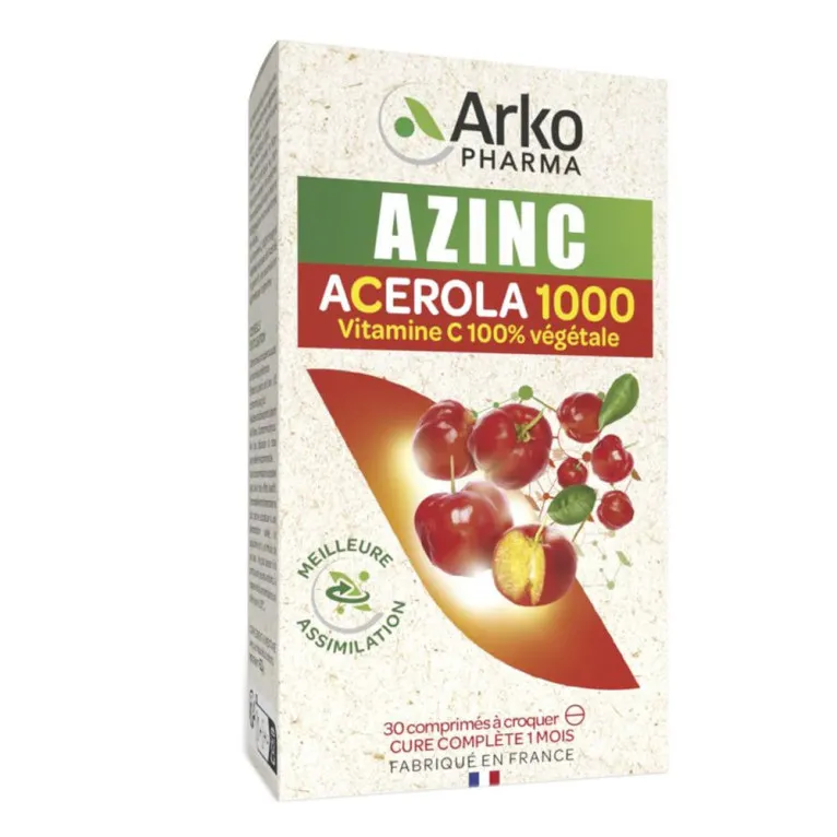 ARKOPHARMA AZINC ACEROLA 1000 30 COMPRIMES A CROQUER