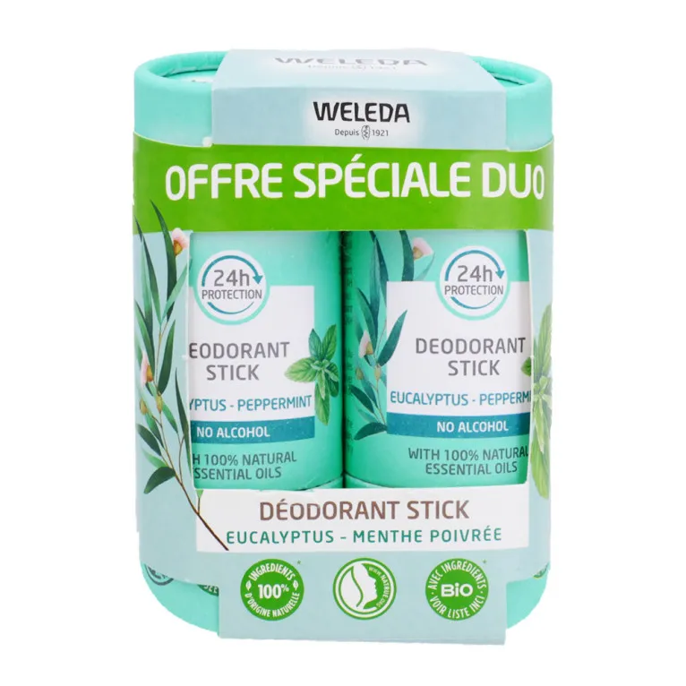 WELEDA BIO DÉODORANT STICK EUCALYPTUS MENTHE POIVRÉE 2X50G
