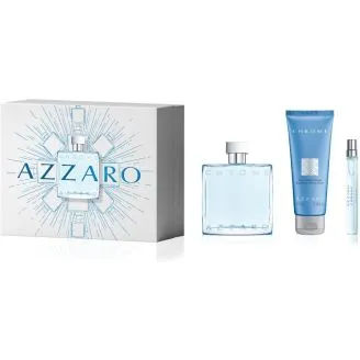 Azzaro Chrome - Fresh s Gift Set - Full Size () + Travel Size () + Scented Hair and Body Shampoo Eau de Toilette 3.3oz pour homme