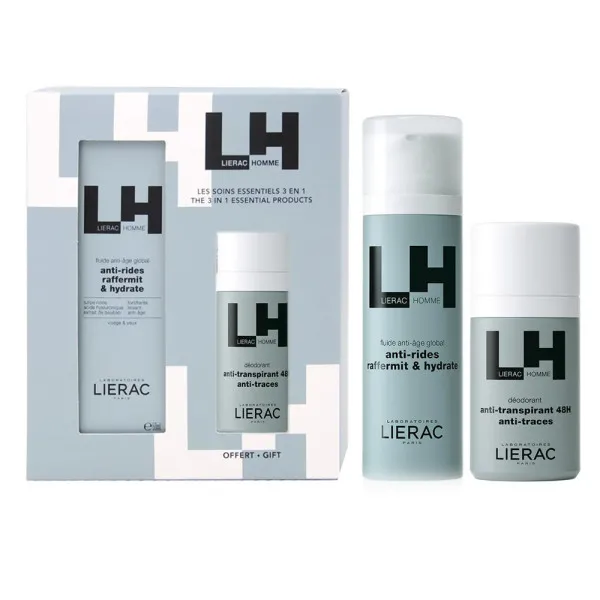 LIERAC HOMME LES SOINS ESSENTIELS 3 EN 1 FLUIDE ANTI-AGE + DEODORANT 48H