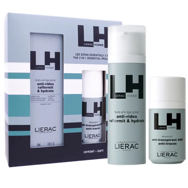 LIERAC HOMME COFFRET FLUIDE ANTI AGE + DEODORANT 48H