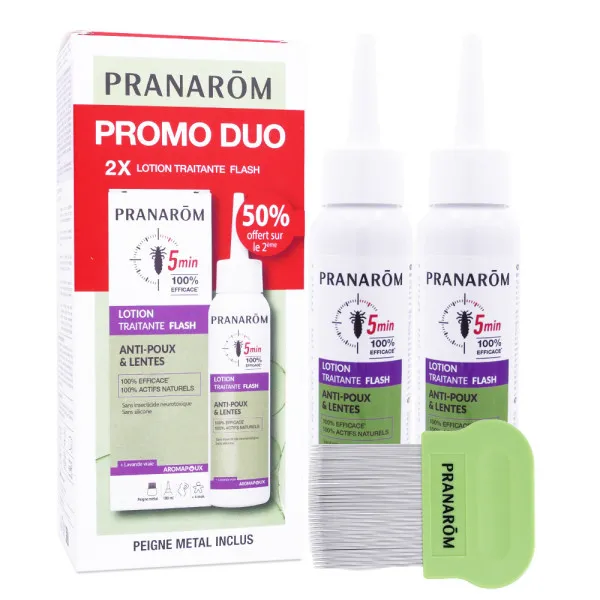 PRANAROM AROMAPOUX LOTION ANTI-POUX & LENTES LOT DE 2X100ML