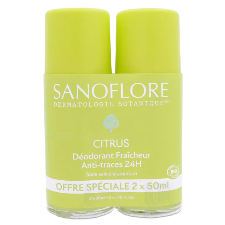 SANOFLORE BIO DÉODORANT FRAICHEUR CITRUS LOT DE 2X50ML