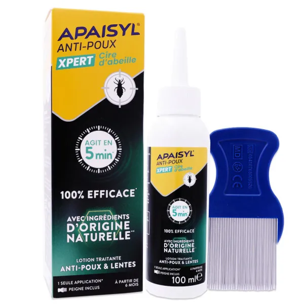 APAISYL XPERT CIRE D'ABEILLE ANTI POUX LOTION 100ML + PEIGNE