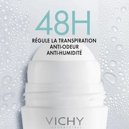 Vichy 48 Hour No-Trace Anti-Perspirant Deodorant Roll On 50ml Unisexe