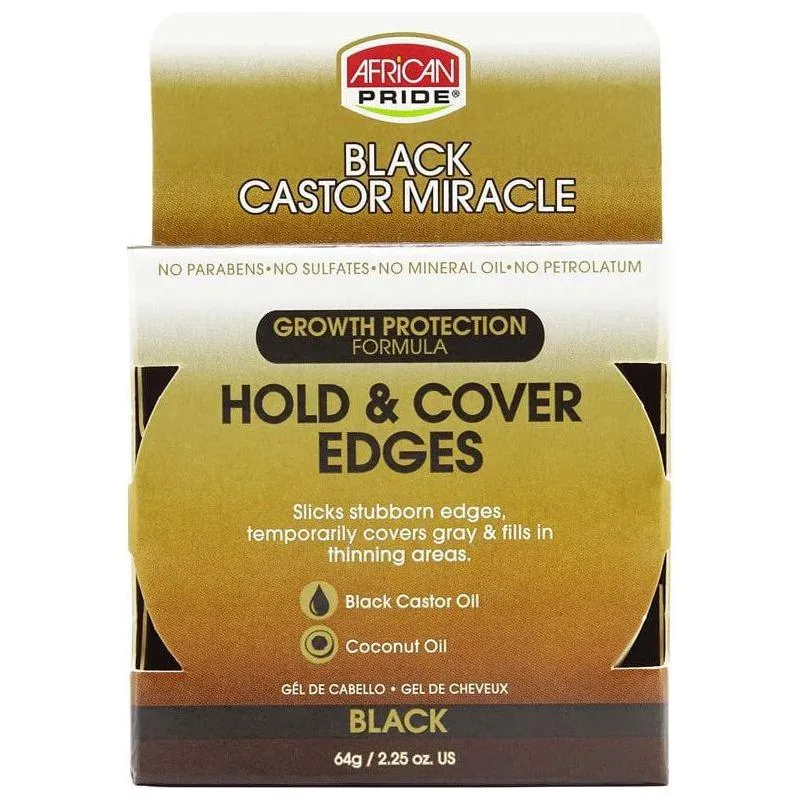 African Pride Black Castor Miracle Hold & Cover Edges Black 64g