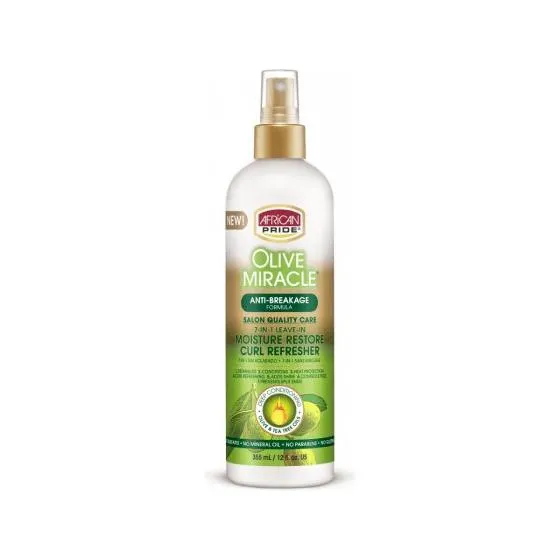 African Pride Olive Miracle 7IN1 Moisture Restore Curl Refresher 12 Oz
