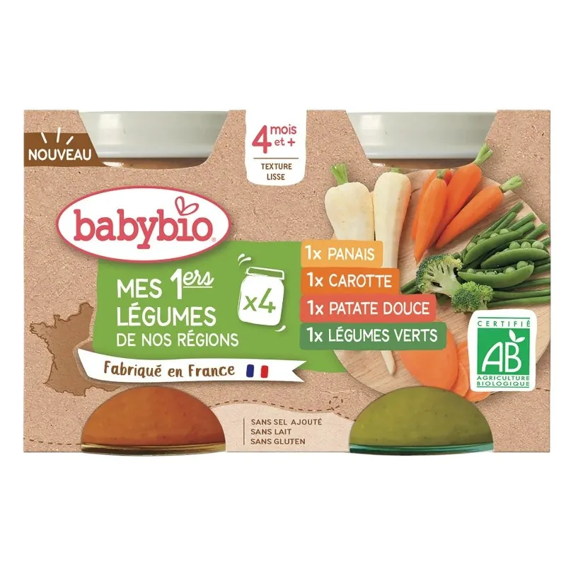 BabyBio Mes 1ers Légumes de Nos Régions Bio 4x130g