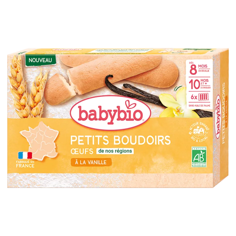 Babybio Petit Boudoir à la Vanille 10 Mois et + Bio 6 sachets de 4 biscuits