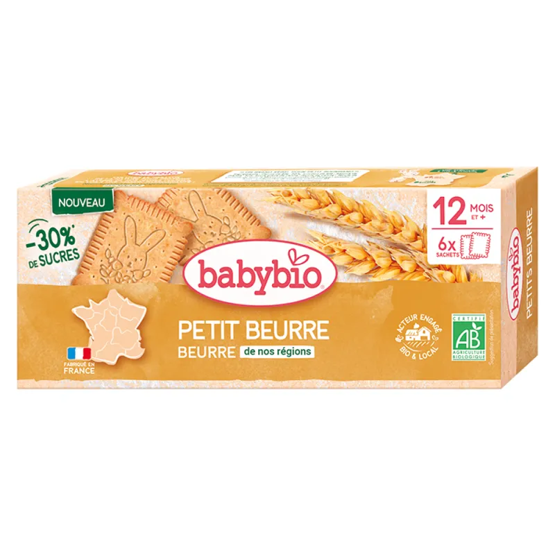 Babybio Petits Beurre 12 mois et+ bio 6 sachets de 2 biscuits