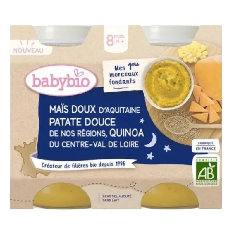 Babybio Petits Pots Maïs Doux Patate Douce 2x200g