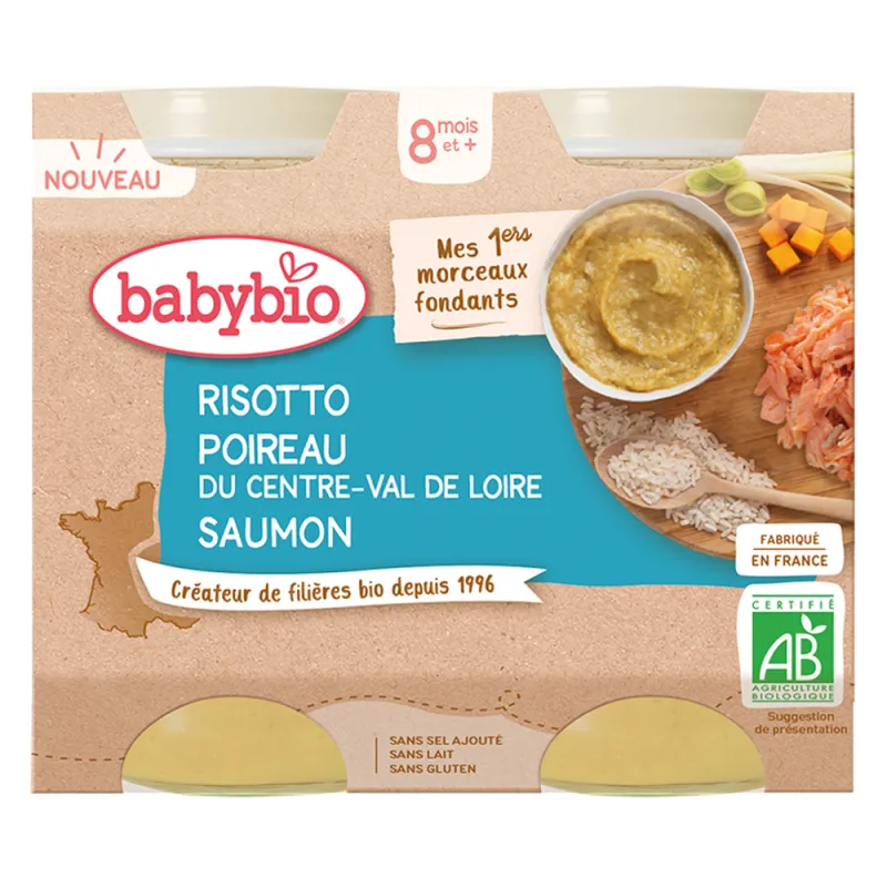 Babybio Risotto poireau du centre-val de loire saumon 2 x 200gr