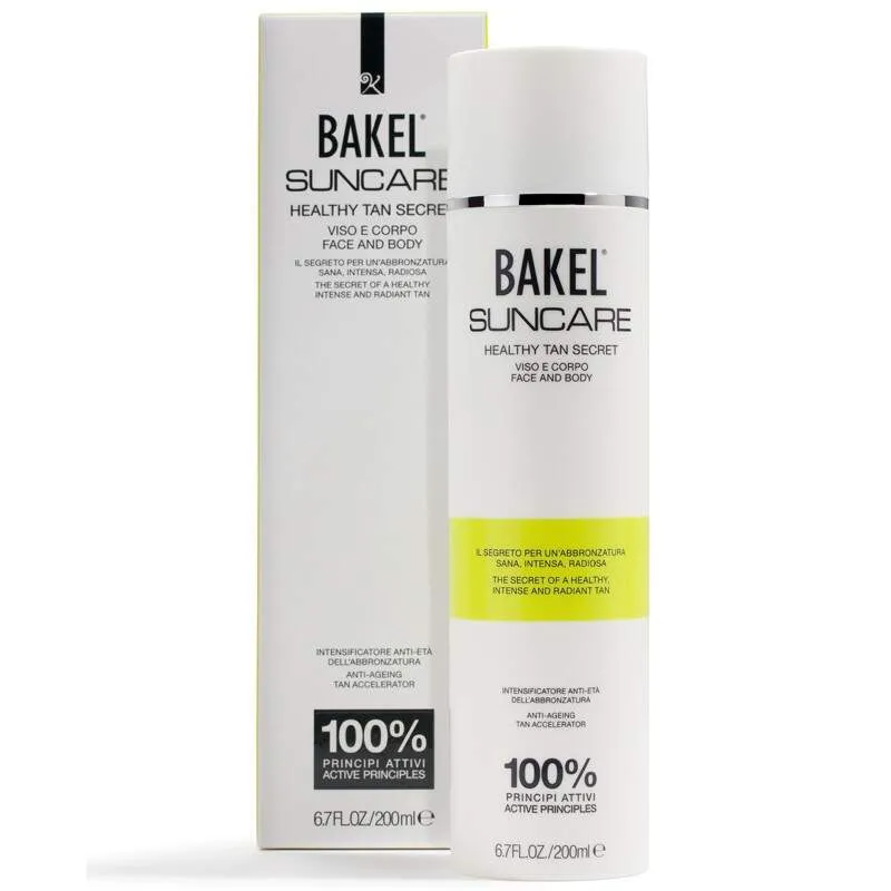 Bakel Healthy Tan Secret, émulsion solaire anti-âge (corps, visage, lèvres, contour des yeux, paupière, cou et décolleté), 200 ml