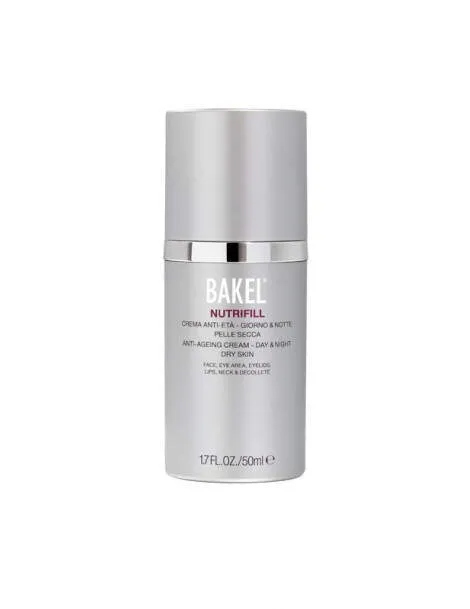 Bakel Nutri Filler, Crème globale anti-âge pour peaux sèches (visage, yeux, paupière, lèvres, cou et décolleté), 50 ml