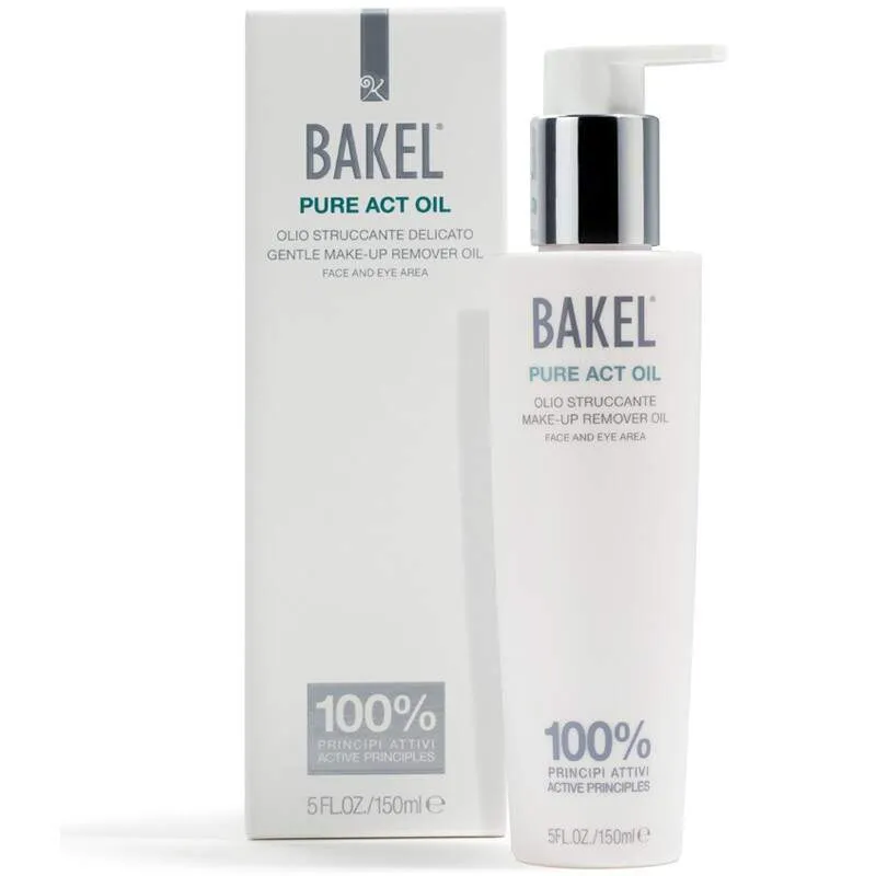 Bakel Pure Act Oil, huile démaquillante action profonde (visage, yeux, paupière, lèvres, cou et décolleté), 150 ml