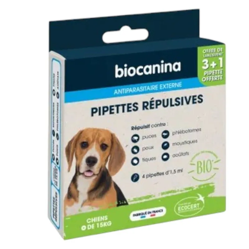 Biocanina Pipettes Répulsives Bio Chiens -15 kg