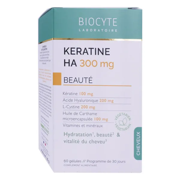 BIOCYTE KERATINE HA 300MG BEAUTE CHEVEUX 60 GELULES