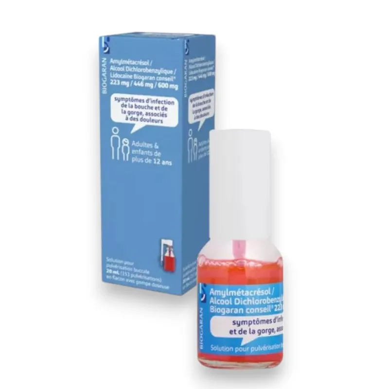 Biogaran Amylmétacrésol/alcool dichlorobenzylique/Lidocaïne 223mg/446mg/600mg