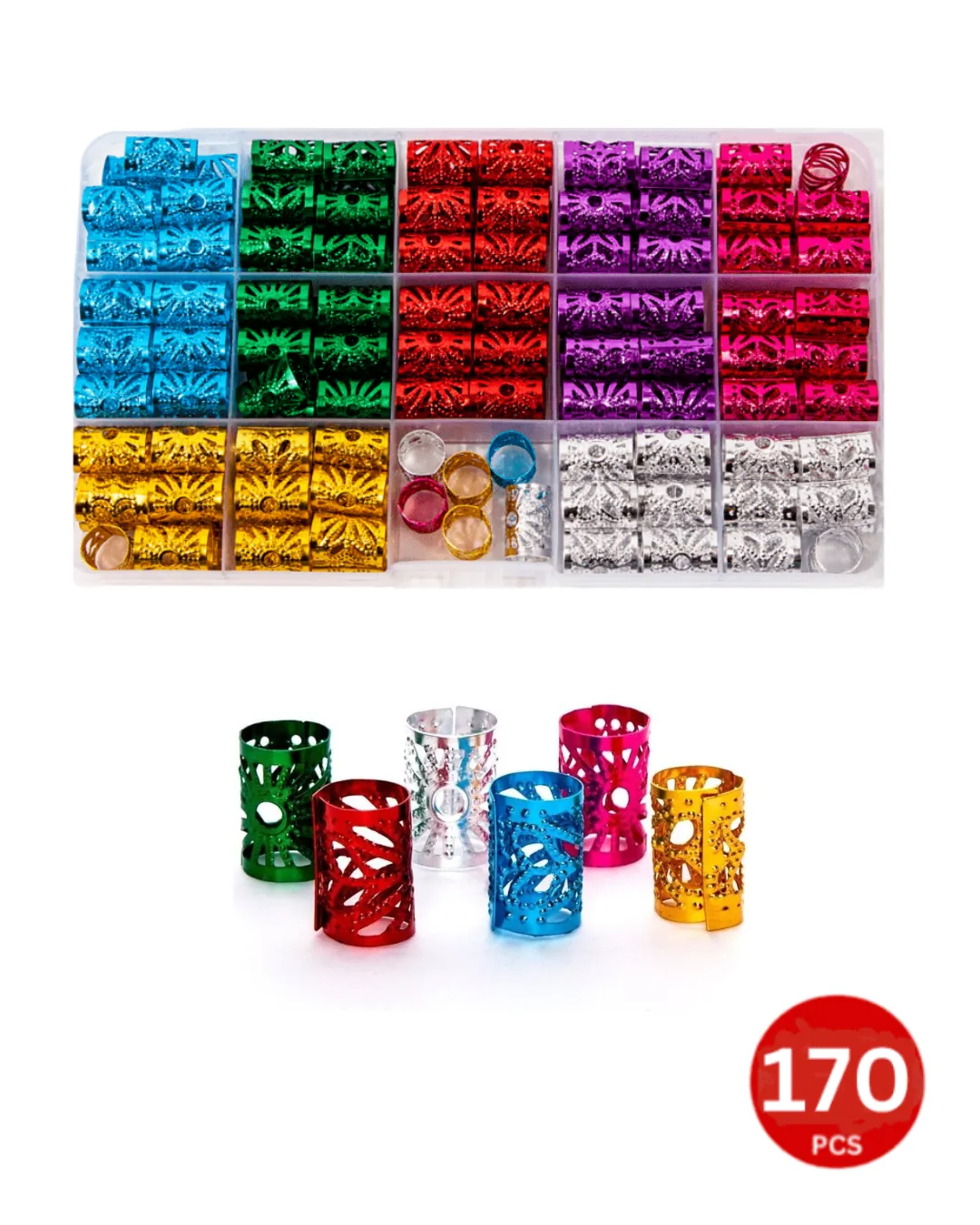 Dreamfix 170Pcs Hair Bead Vibrant Colors 7 Colors