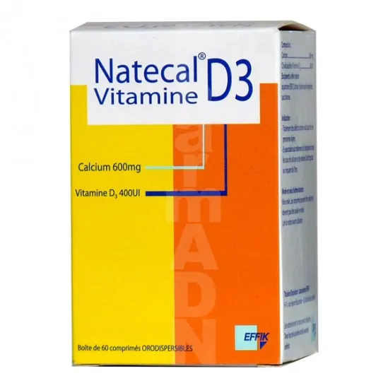 Effik Natecal vitamine D3 600mg/400UI - 60 comprimés