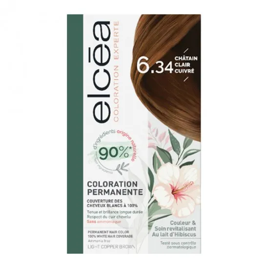 Elcéa Coloration experte permanente kit châtain clair cuivré 6.34