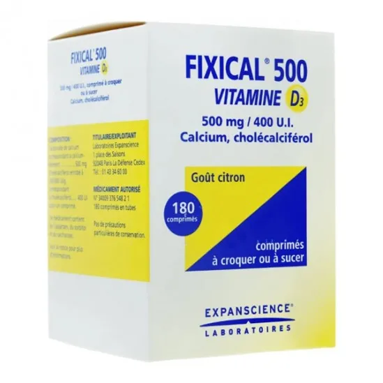 Expanscience Fixical vitamine D3 500mg/400UI 180 comprimés