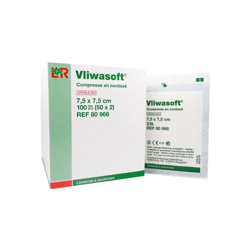 Lohmann Vliwasoft compresses en non-tissé 7,5x7,5cm 2 x 50 sachets