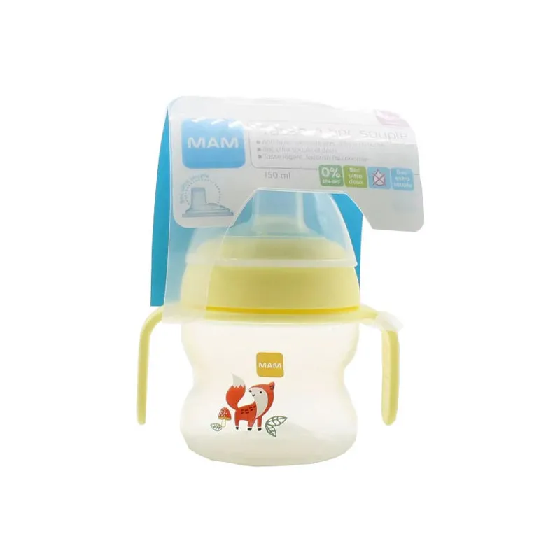 MAM tasse à bec souple +6 mois jaune motif renard 150ml