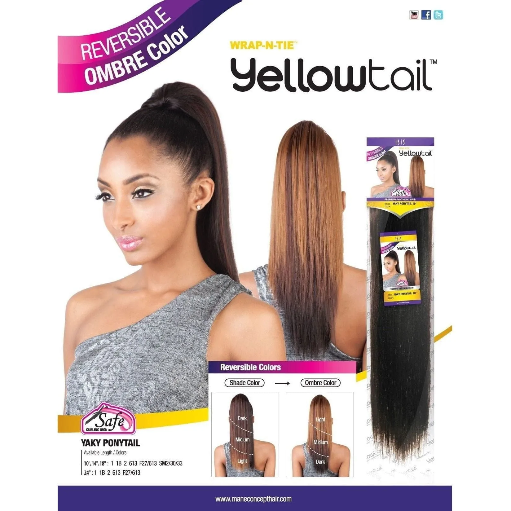 Mane Concept Yaky Synthetic Straight Ponytail 24"