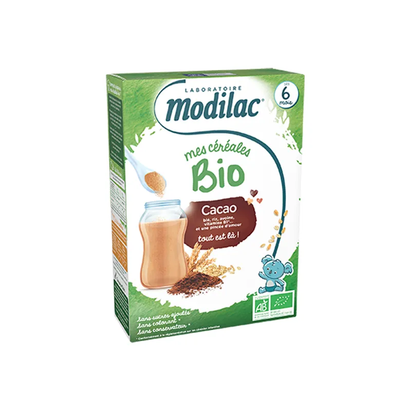 Modilac Céréales bio dès 6 mois cacao 250gr