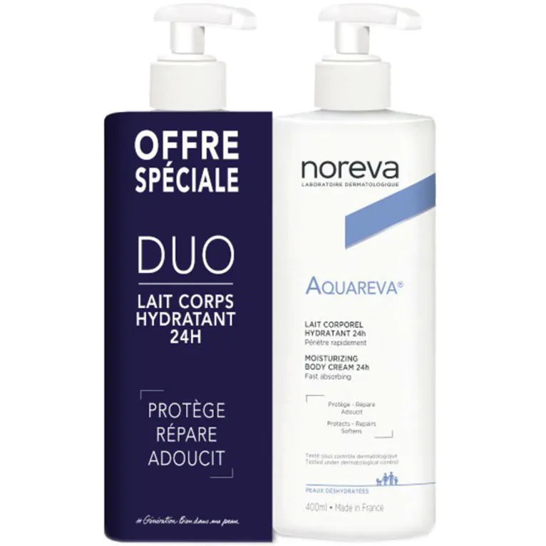 NOREVA AQUAREVA LAIT CORPOREL HYDRATANT LOT DE 2X400ML