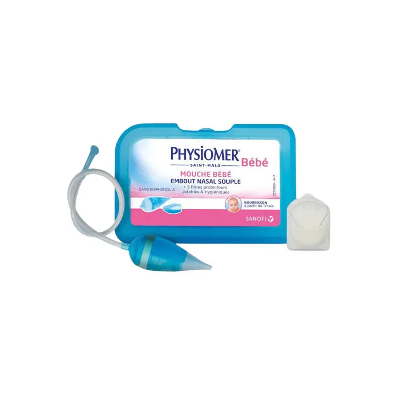 Physiomer mouche bébé avec embout nasal souple et 5 filtres