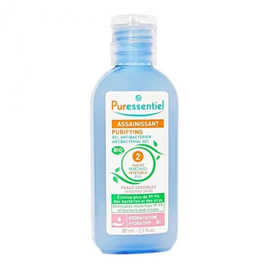 Puressentiel gel antibactérien assainissant peaux sensibles 80ml