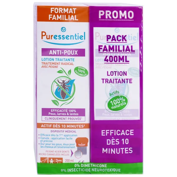 PURESSENTIEL ANTI-POUX LOTION TRAITANTE LOT DE 2X200ML