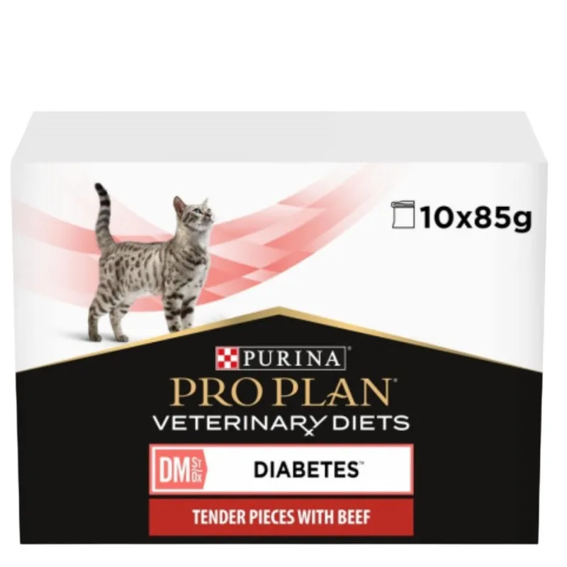 Purina DM ST/OX Bœuf – Sachets Diabète & Urinaire 10×85 g