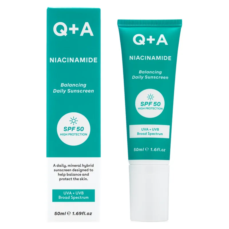 Q+A Niacinamide SPF50 Crème solaire quotidien équilibrant 50ml