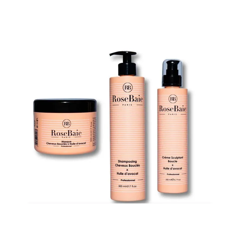 Rosebaie kit Cheveux Bouclés Avocat (shampoing, masque et crème sculptante)