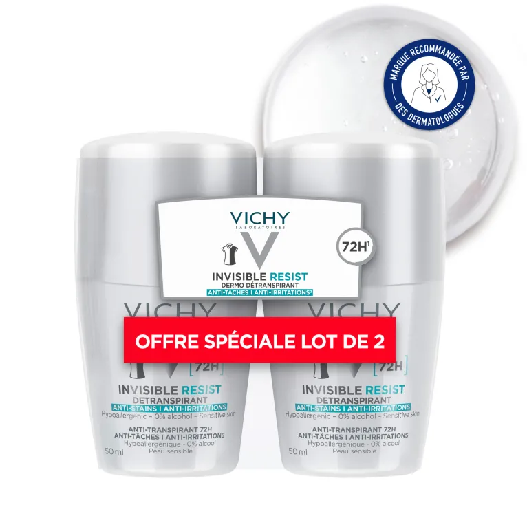 VICHY DEODORANT INVISIBLE RESIST 72H LOT DE 2X50ML