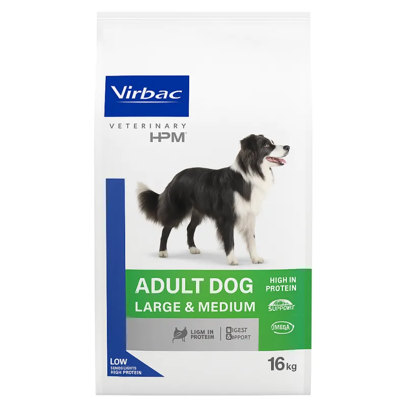 Virbac VET HPM Dog Adult Large & Medium – Croquettes Chien 16 kg