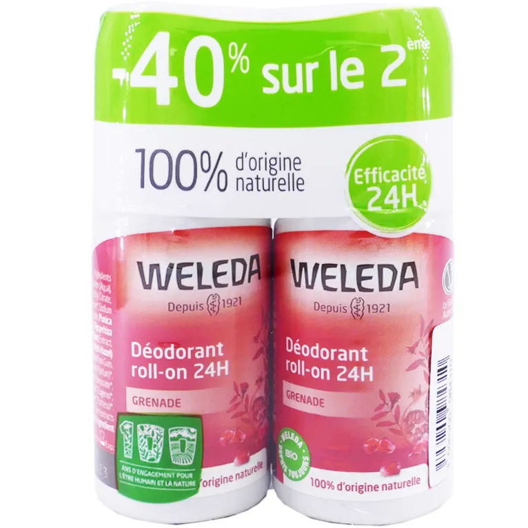 WELEDA DEODORANT BIO ROLL'ON 24H GRENADE LOT DE 2X50ML