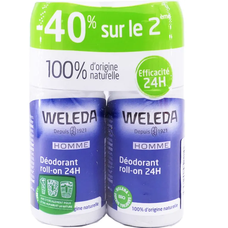 WELEDA DEODORANT HOMME ROLL'ON 24H BIO LOT DE 2X50ML