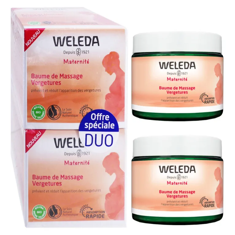 WELEDA MATERNITE BAUME DE MASSAGE VERGETURES BIO LOT DE 2X150ML