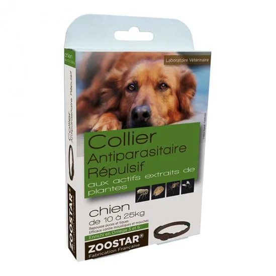 Zoostar Collier Antiparasitaire Répulsif Chien 10 à 25kg