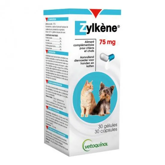 Zylkène Plus Vétoquinol 75mg (1-10kg) Chien Chat 30 gélules